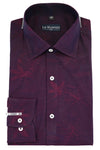 Purple Self Designed Cotton Shirt