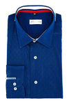 Electric Blue Dotted Designer Cotton Shirt
