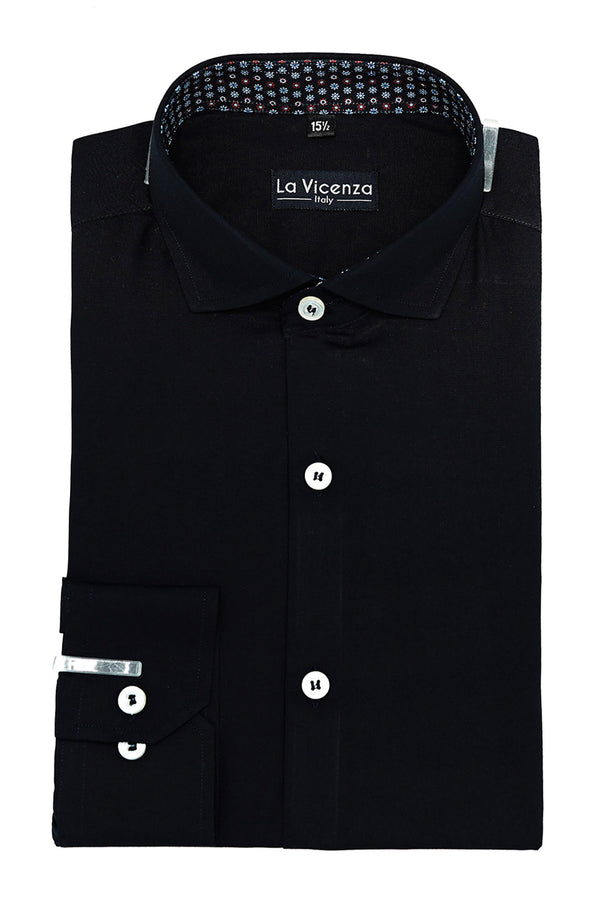 Dashing Black Designer Cotton Plain Shirt