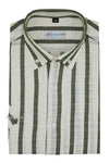 Green & White Broad Stripes Cotton Linen Shirt