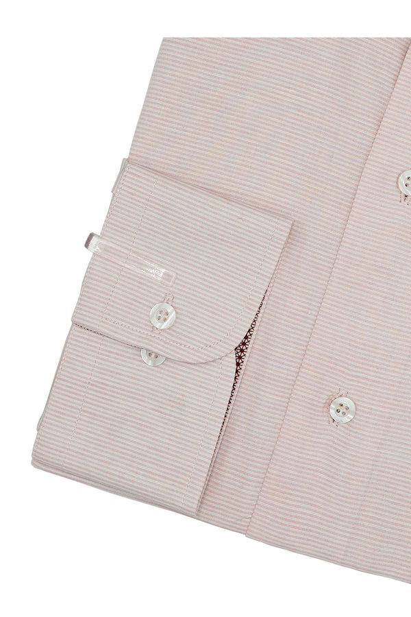 Pink Self Striped Designer Cotton Shirt