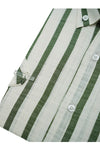 Green & White Broad Stripes Cotton Linen Shirt