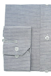 Marl Blue Horizontal Self Stripped Designer Cotton Linen Shirt