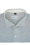 Marl Blue Horizontal Self Stripped Designer Cotton Linen Shirt
