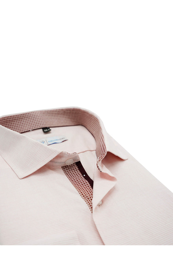 Pink Self Striped Designer Cotton Shirt