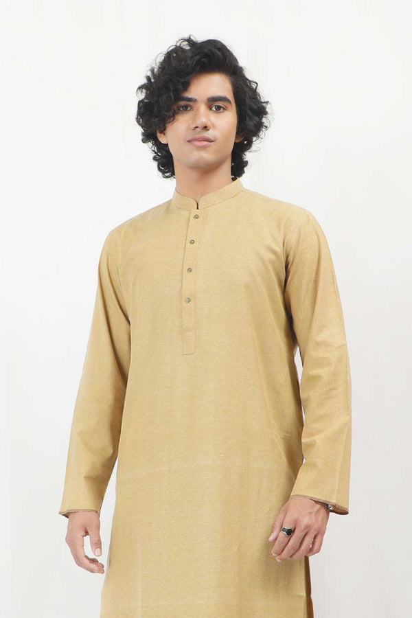 Golden Beige Color Karandi Kurta Shalwar