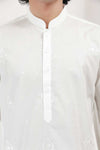 Off-White Elegant Chicken Kari Kurta Pajama
