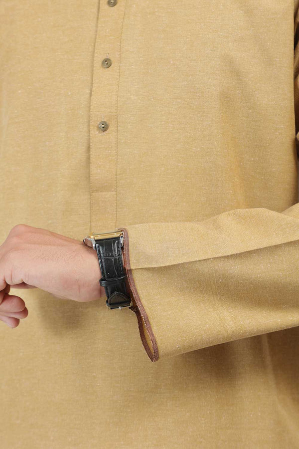 Golden Beige Color Karandi Kurta Shalwar