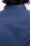 Navy Blue Cotton Embroidered Kurta With White Pajama