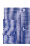 Blue Bengal Stripe Round Collar Cotton Linen Shirt