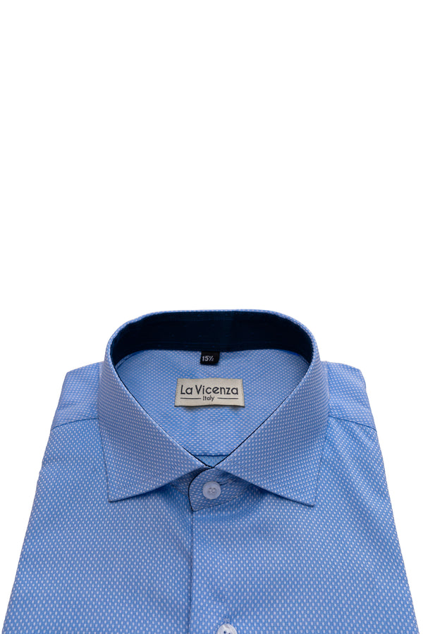 Blue Dobby Weave Designer Cotton Shirt