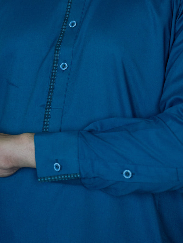 Dark Blue Wash And Wear Designer Shalwar Kameez
