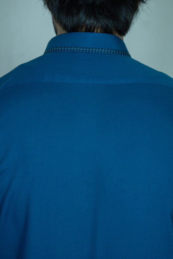 Dark Blue Wash And Wear Designer Shalwar Kameez