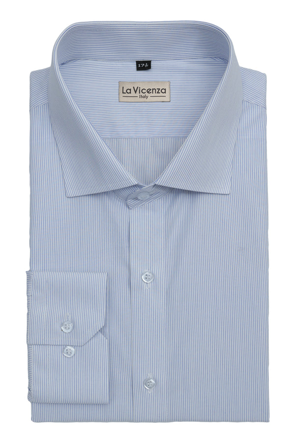 Light Blue Pencil Stripe Corporate Cotton Shirt