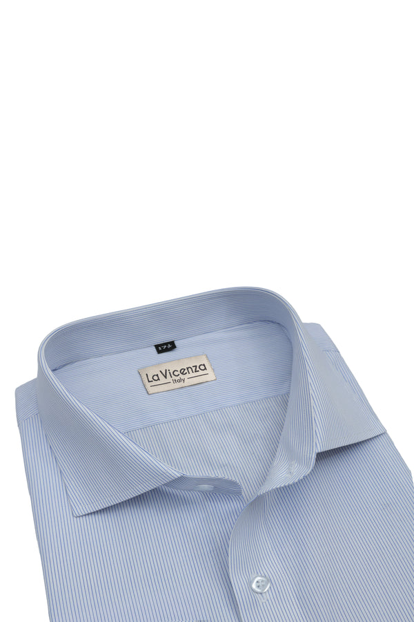 Light Blue Pencil Stripe Corporate Cotton Shirt