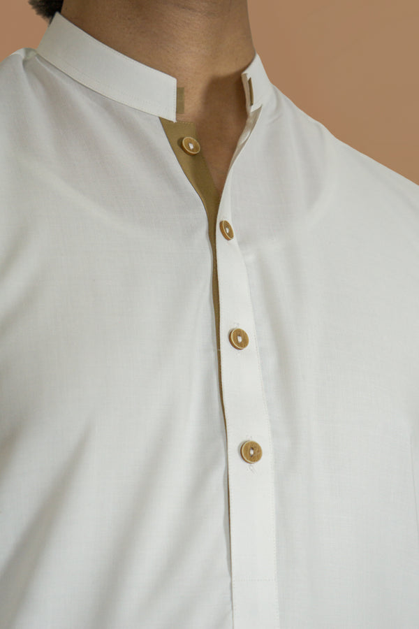 Pearl White Wash And Wear Designer Shalwar Kameez
