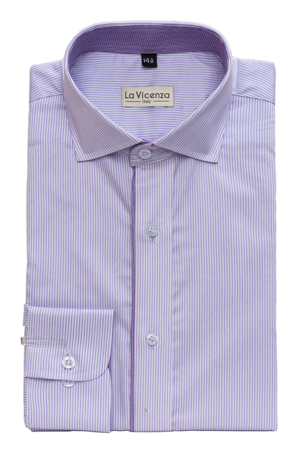 Purple Pinstripe Designer Cotton Shirt
