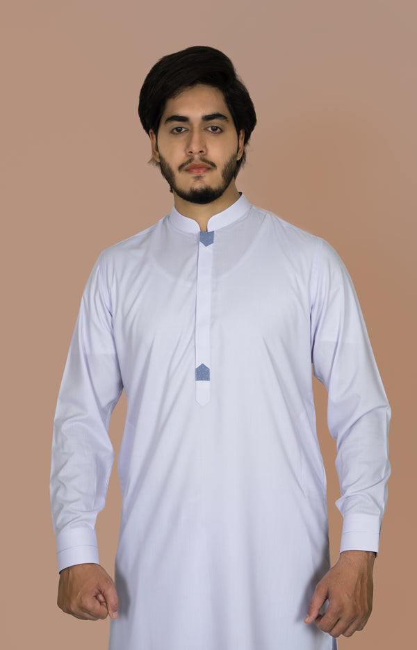 Purplish White Wash And Wear Designer Shalwar Kameez