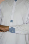 Purplish White Wash And Wear Designer Shalwar Kameez