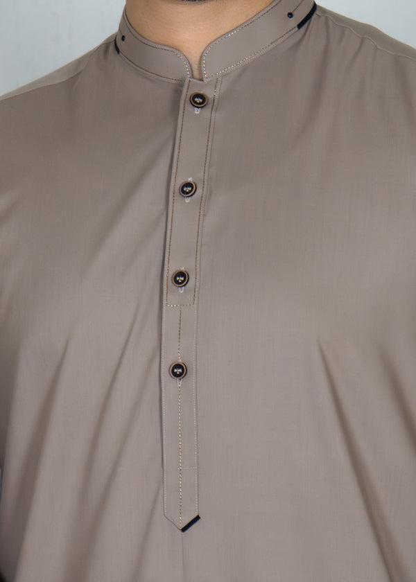 Sand Brown Wash And Wear Designer Shalwar Kameez