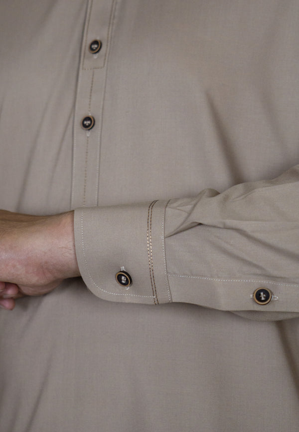Sand Brown Wash And Wear Designer Shalwar Kameez