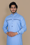 Sky Blue Light Wash And Wear Designer Shalwar Kameez