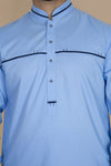 Sky Blue Light Wash And Wear Designer Shalwar Kameez
