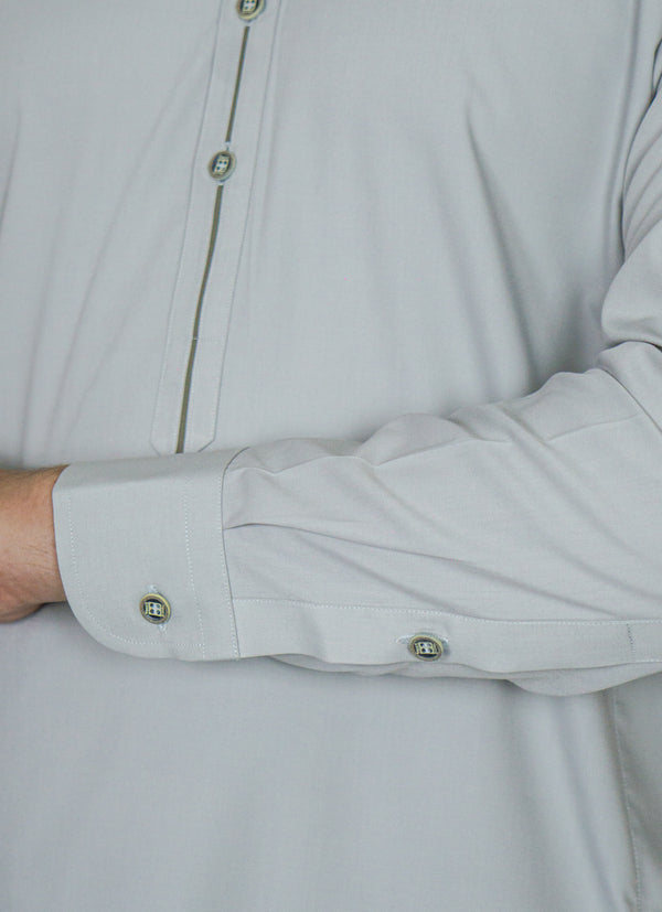 Steel Grey Wash And Wear Designer Shalwar Kameez