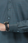 Textured Dark Blue Wash & Wear Designer Shalwar Kameez