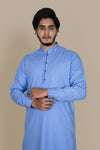 Sky Blue Dark Wash And Wear Designer Shalwar Kameez