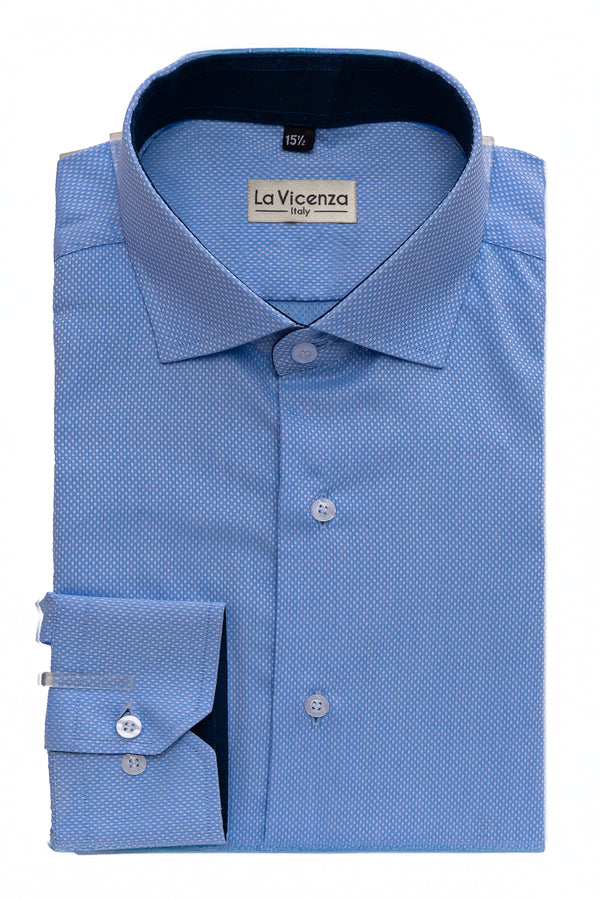 Blue Dobby Weave Designer Cotton Shirt
